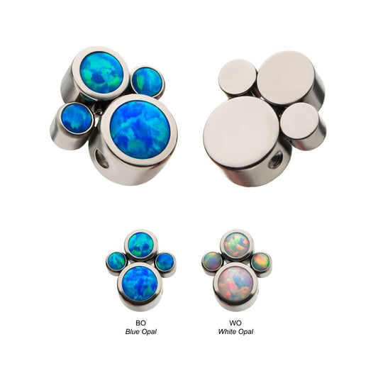 Titanium 4-Bezel Set Synthetic Opal Cluster Dimple Bead