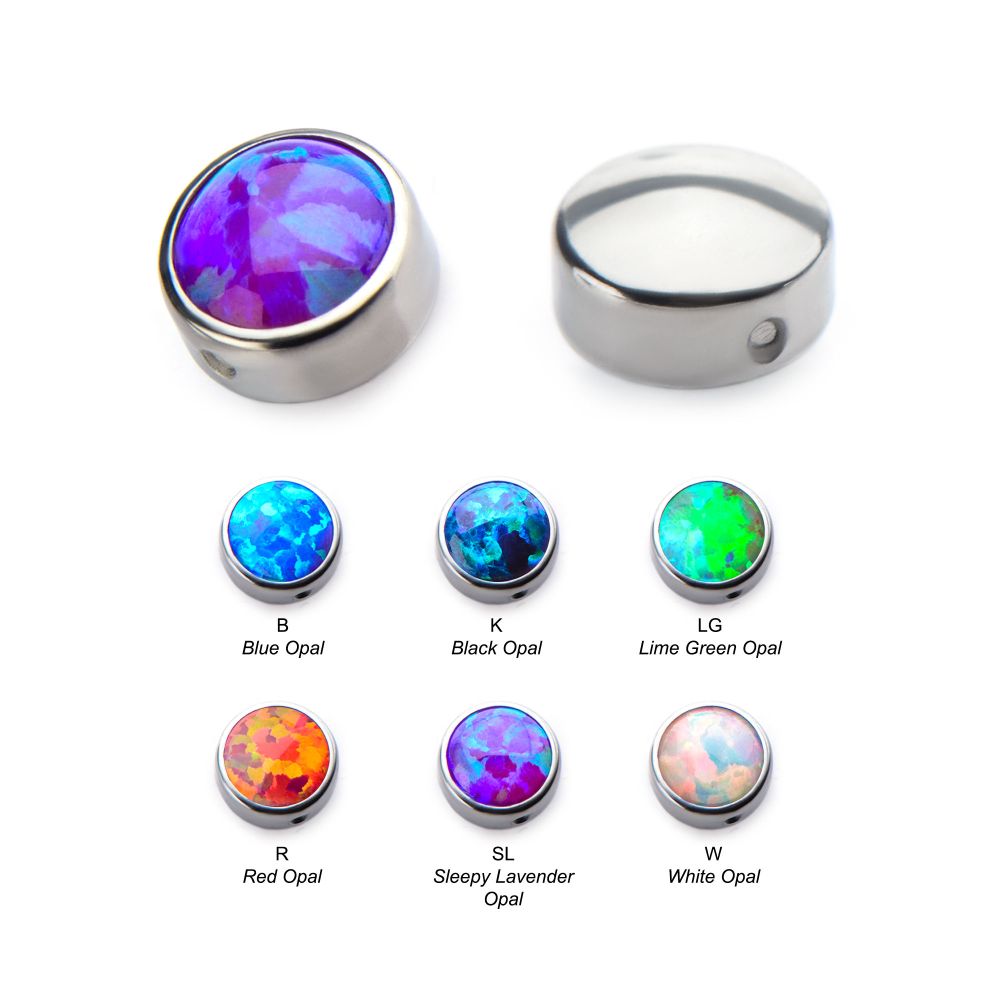 Titanium Bezel Set Synthetic Opal Replacement Dimple Beads