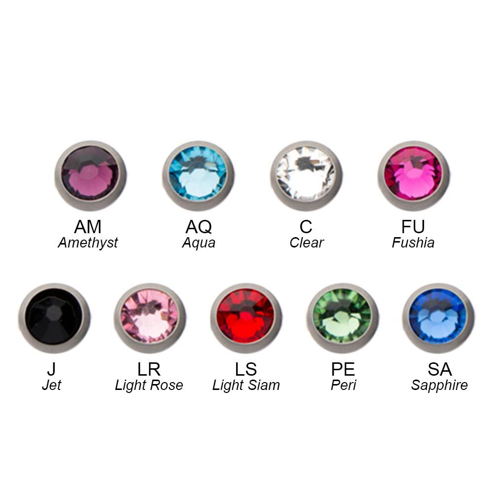 Titanium Internally Threaded Bezel Set Preciosa Gem Jeweled Top Dermal
