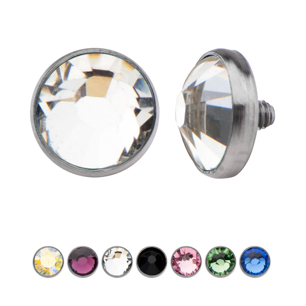 Titanium Internally Threaded Bezel Set Preciosa Gem Jeweled Top Dermal