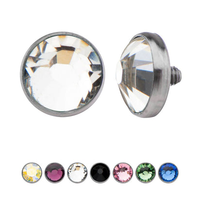 Titanium Internally Threaded Bezel Set Preciosa Gem Jeweled Top Dermal