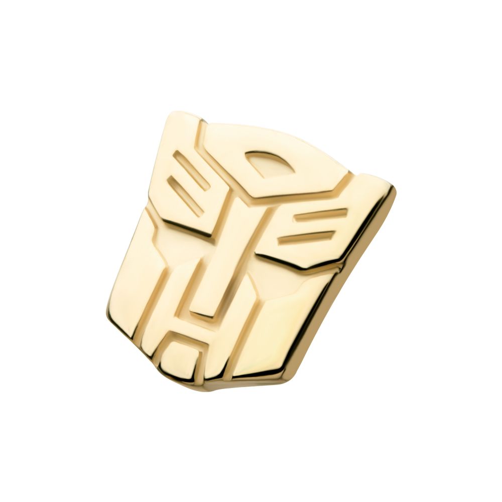 14Kt Yellow Gold Transformers Autobot Logo Threadless Top