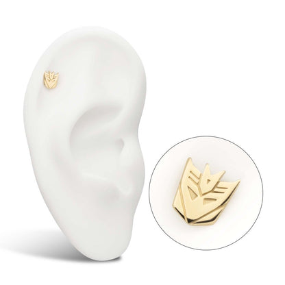 14Kt Yellow Gold Transformers Decepticon Logo Threadless Top