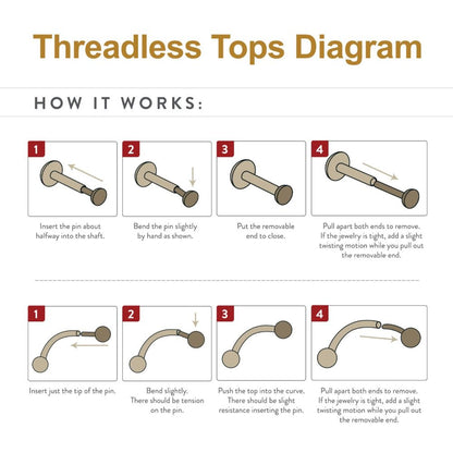 24KT-Gold PVD Titanium Threadless with Ball Top