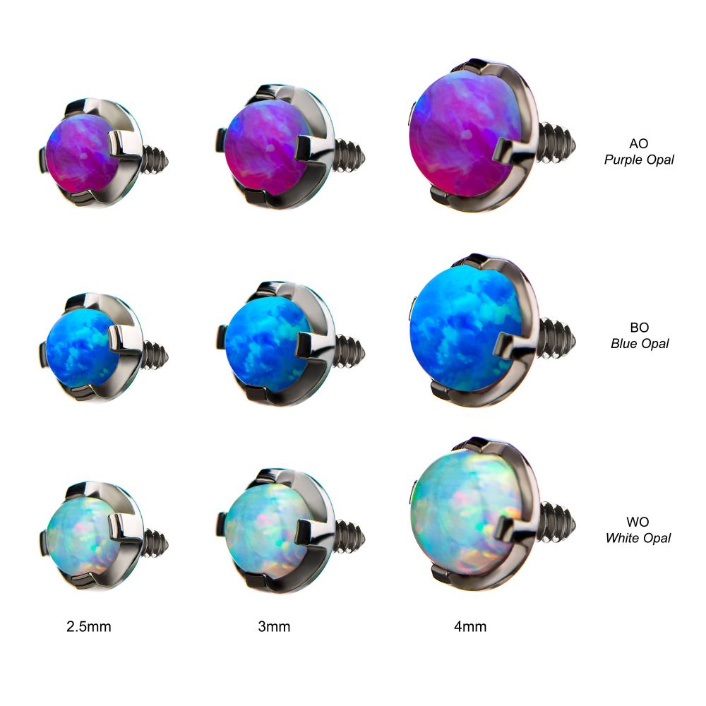 Titanium Internally Threaded Prong Set Synthetic Opal Cabochon Tops