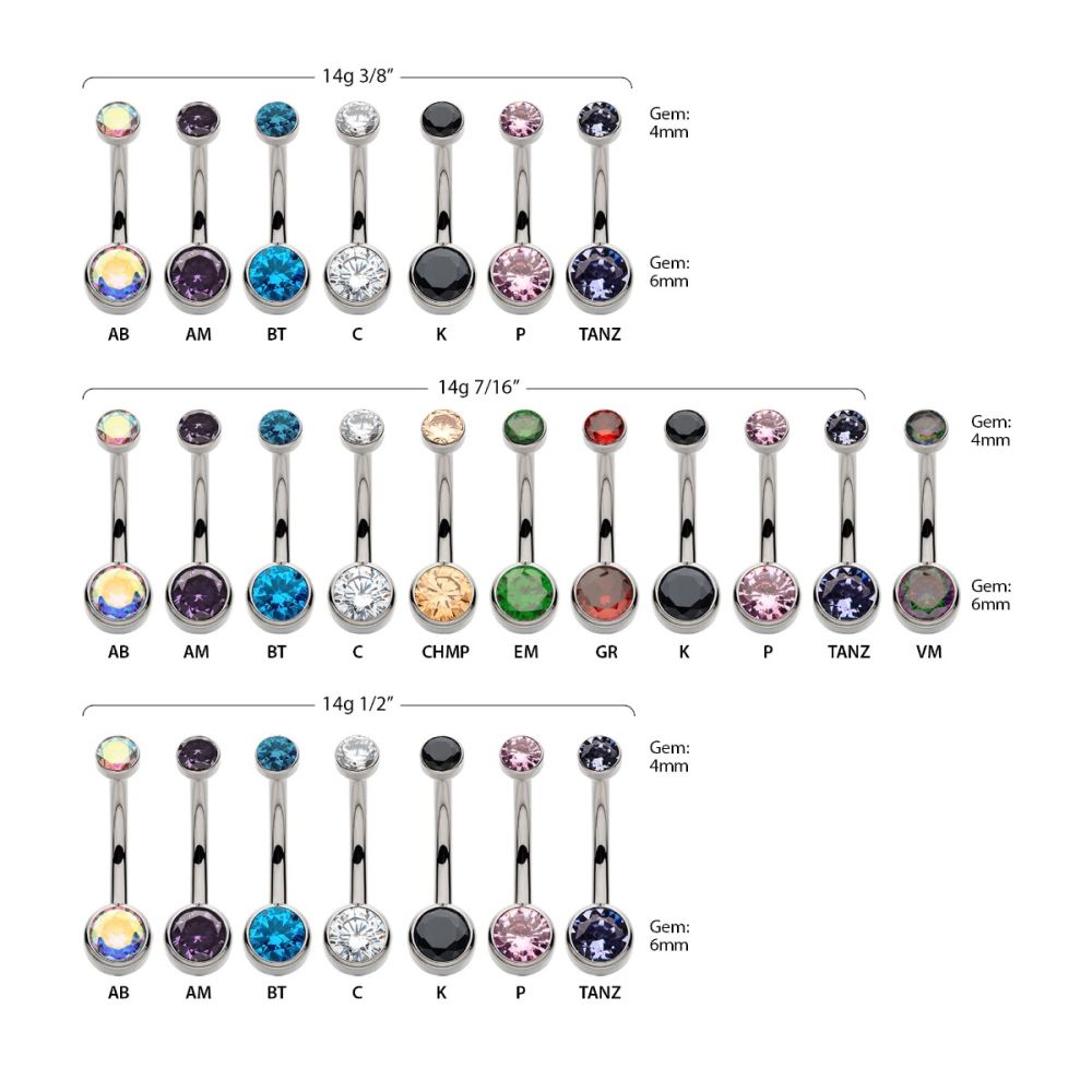 Titanium Internally Threaded Double Bezel Round with Smooth Rounded Back & Fixed Bottom Navel