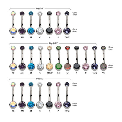 Titanium Internally Threaded Double Bezel Round with Smooth Rounded Back & Fixed Bottom Navel