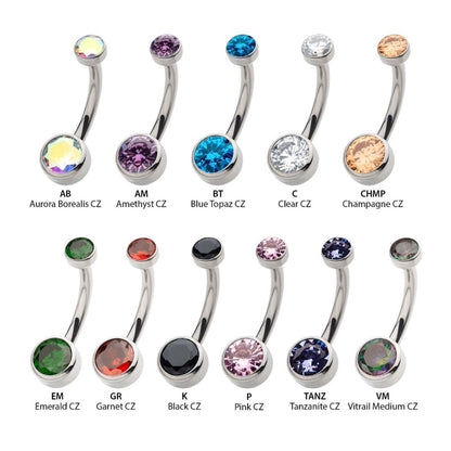 Titanium Internally Threaded Double Bezel Round with Smooth Rounded Back & Fixed Bottom Navel