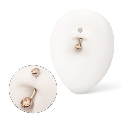 Titanium Internally Threaded Double Bezel Round with Smooth Rounded Back & Fixed Bottom Navel