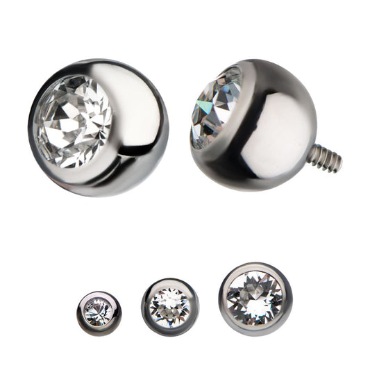 Titanium Internally Threaded Bezel Set Swarovski Crystal Ball Top
