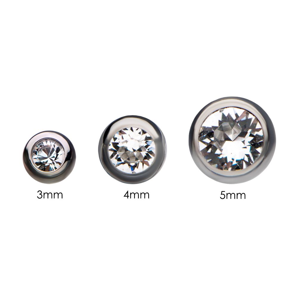 Titanium Internally Threaded Bezel Set Swarovski Crystal Ball Top