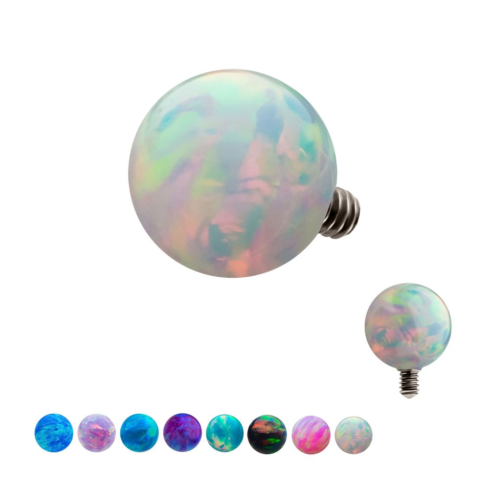 16g Titanium Internally Threaded with Synthetic Opal Ball Top