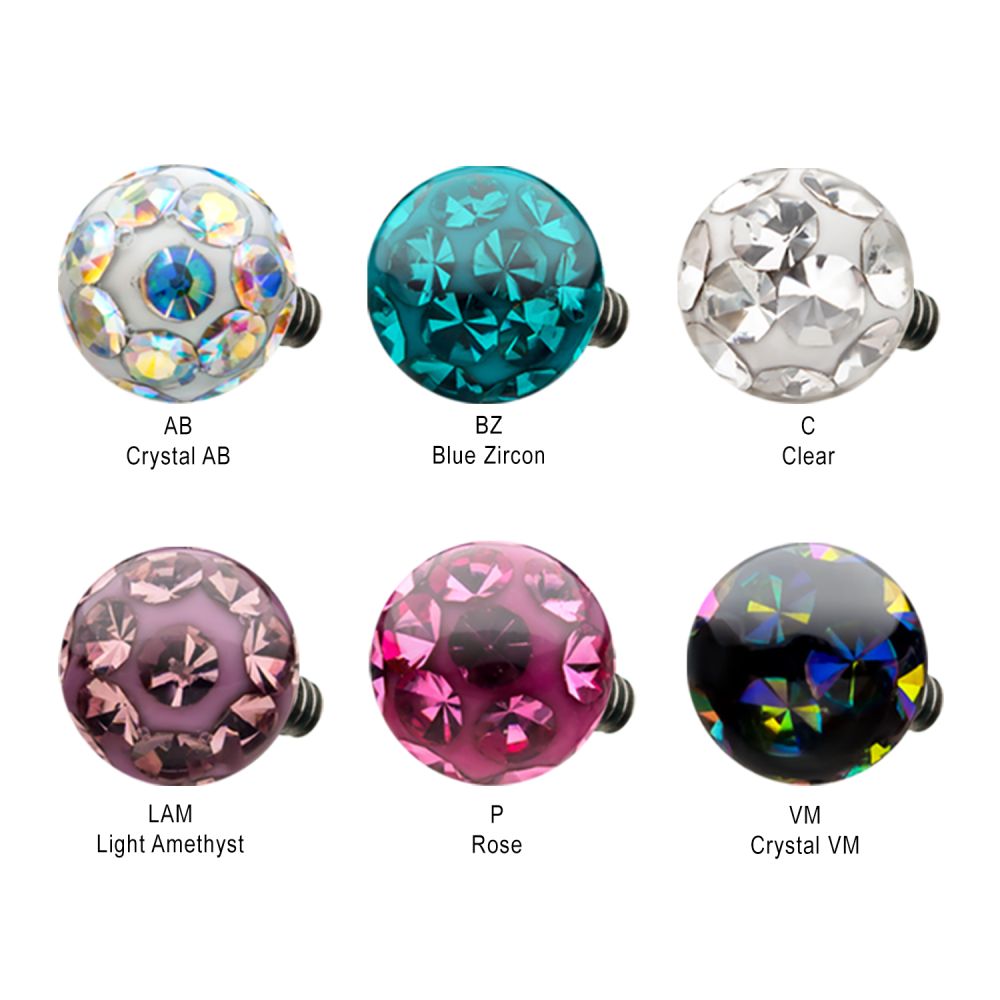 14g Titanium Internally Threaded Tiffany Ball Top with Genuine Preciosa Crystals