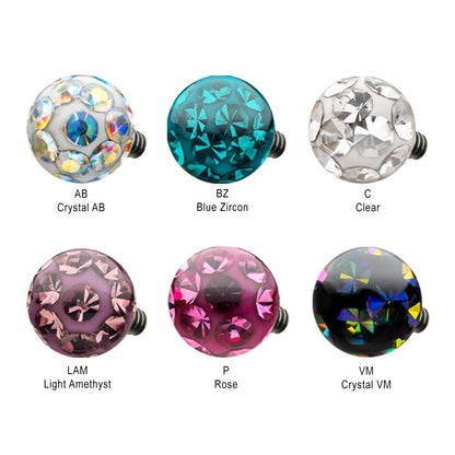 14g Titanium Internally Threaded Tiffany Ball Top with Genuine Preciosa Crystals