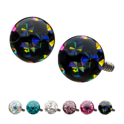 16g Titanium Internally Threaded Tiffany Ball Top with Genuine Preciosa Crystals