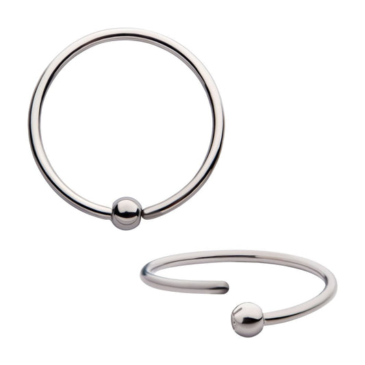 Titanium Captive Bead Ring with  Attached Ball