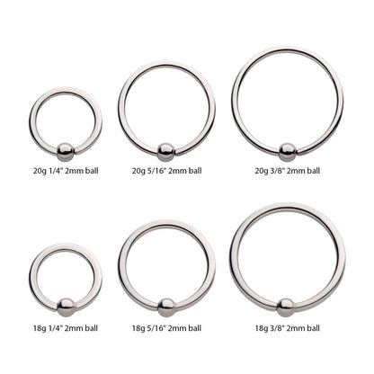Titanium Captive Bead Ring with  Attached Ball