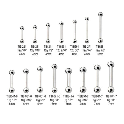 Titanium-Internally Threaded Big Gauge Barbells