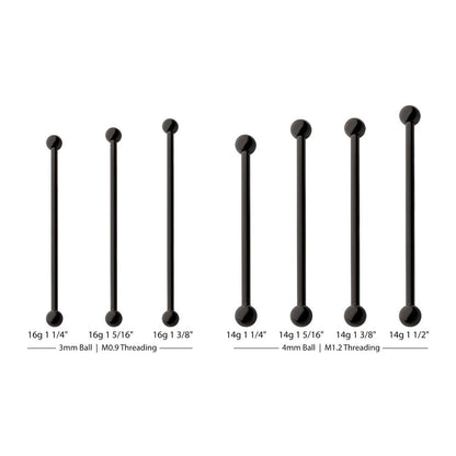 Black PVD Titanium-Internally Threaded Industrial Barbells