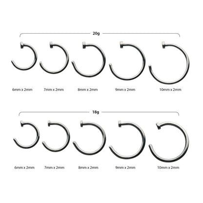 Titanium Flat Back Half Hoop Nose Ring