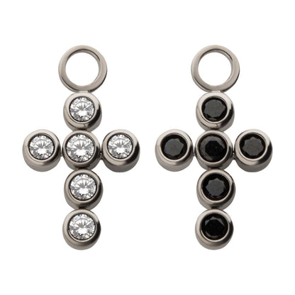 Titanium with Bezel Set CZ Cross Charm