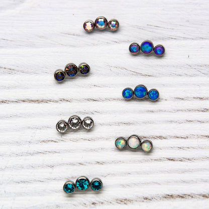 Titanium 3-Bezel Set Synthetic Opal Threaded Tops