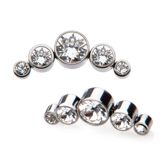 Titanium Internally Threaded 5-Bezel Set Swarovski Crystal Cluster Tops