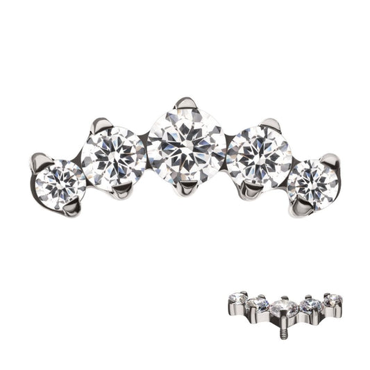 Titanium Internally Threaded 5-Prong Set CZ/Swarovski Crystal Cluster Tops