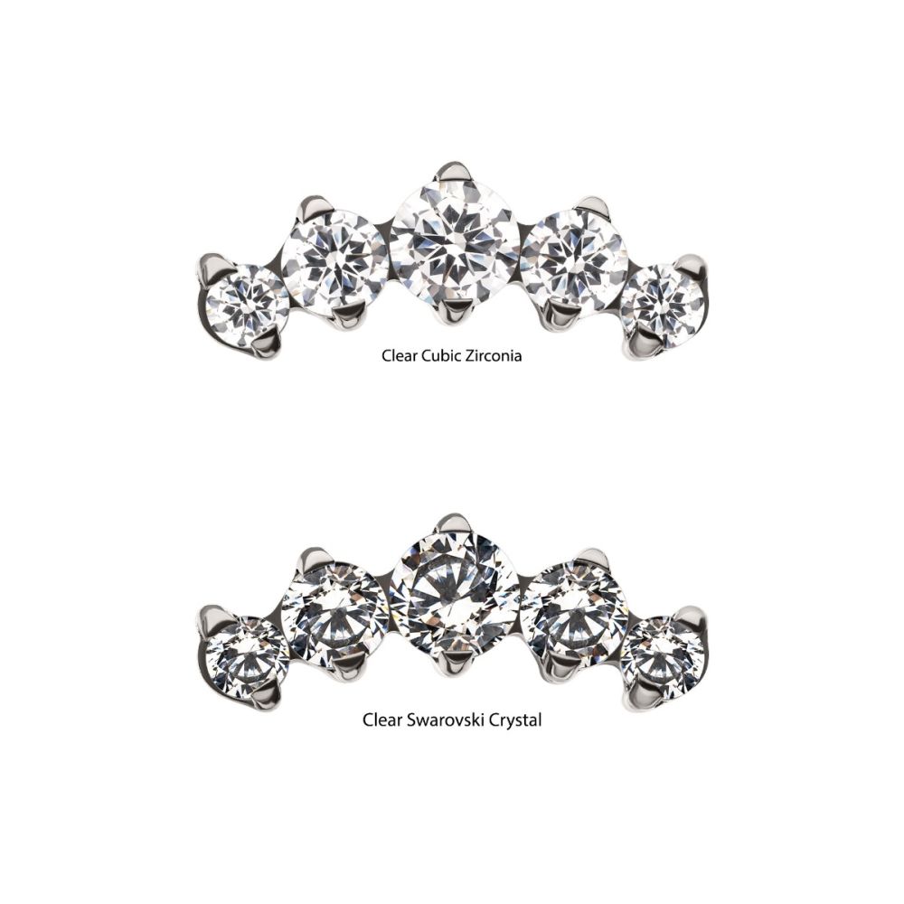 Titanium Internally Threaded 5-Prong Set CZ/Swarovski Crystal Cluster Tops