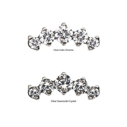 Titanium Internally Threaded 5-Prong Set CZ/Swarovski Crystal Cluster Tops