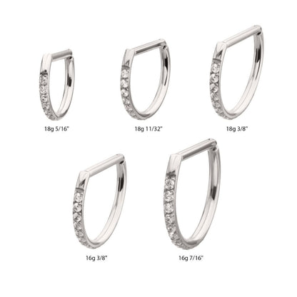 Titanium D-Ring Clicker with CNC Set Clear CZ Gem
