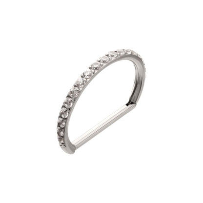 Titanium D-Ring Clicker with CNC Set Clear CZ Gem