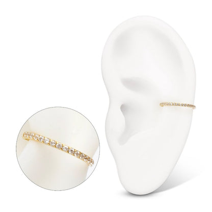 24Kt Gold PVD Titanium D-Ring Clicker with CNC Set Clear CZ Gem