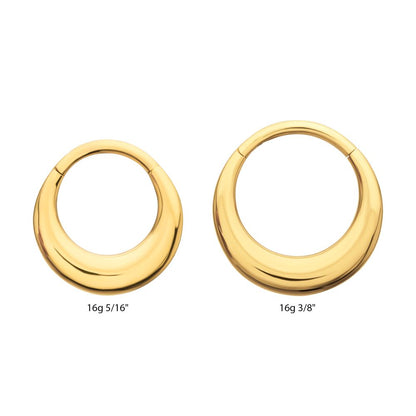 24Kt Gold PVD Titanium Sleek Dome Septum Front Facing Hinged Segment Clicker