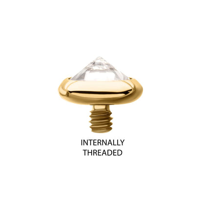 24Kt Gold PVD Titanium Internally Threaded Low Profile Bezel Set Gem Top