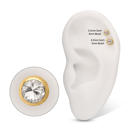 24Kt Gold PVD Titanium Internally Threaded Low Profile Bezel Set Gem Tops