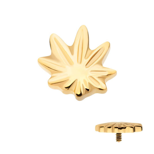24Kt Gold PVD Titanium Internally Threaded Pot Leaf Top