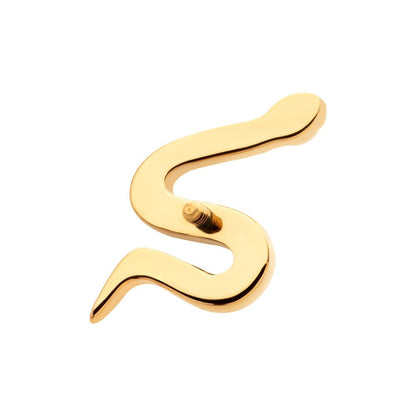 24Kt Gold PVD Titanium Internally Threaded Pave Set 13 Clear CZ Snake Top