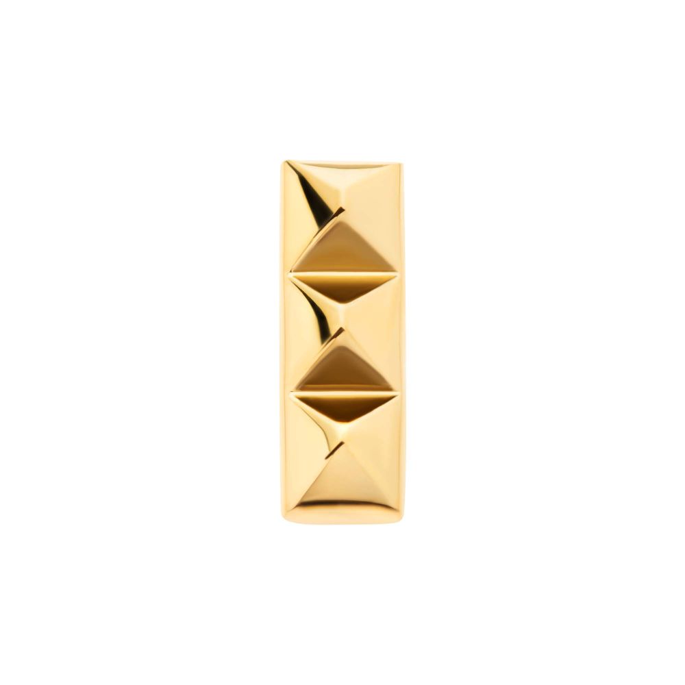 24Kt Gold PVD Titanium Internally Threaded 3 Pyramid Stud Top