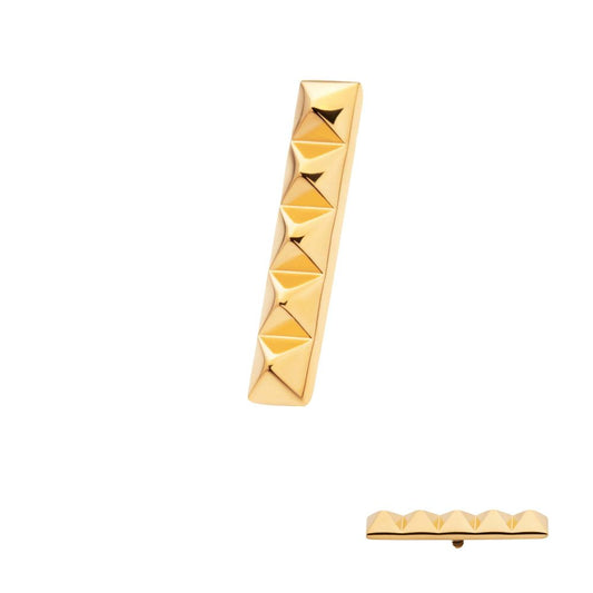 24Kt Gold PVD Titanium Internally Threaded 5 Pyramid Stud Top