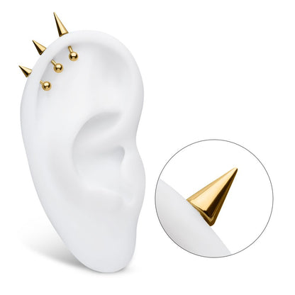 24Kt Gold PVD Titanium Internally Threaded Spike Top