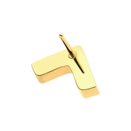 24Kt Gold PVD Titanium Threadless Prong Set  5 Round CZ Chevron Shape Top