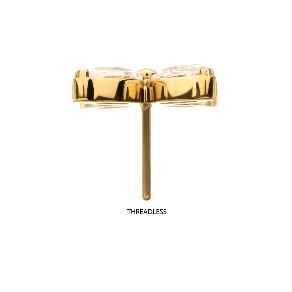24Kt Gold PVD Titanium Threadless 4-Marquise Flower Gem Top