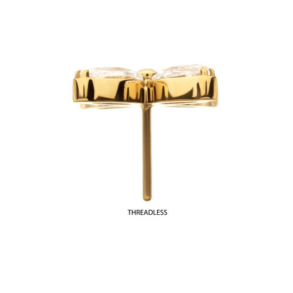 24Kt Gold PVD Titanium Threadless 4-Marquise Flower Gem Top
