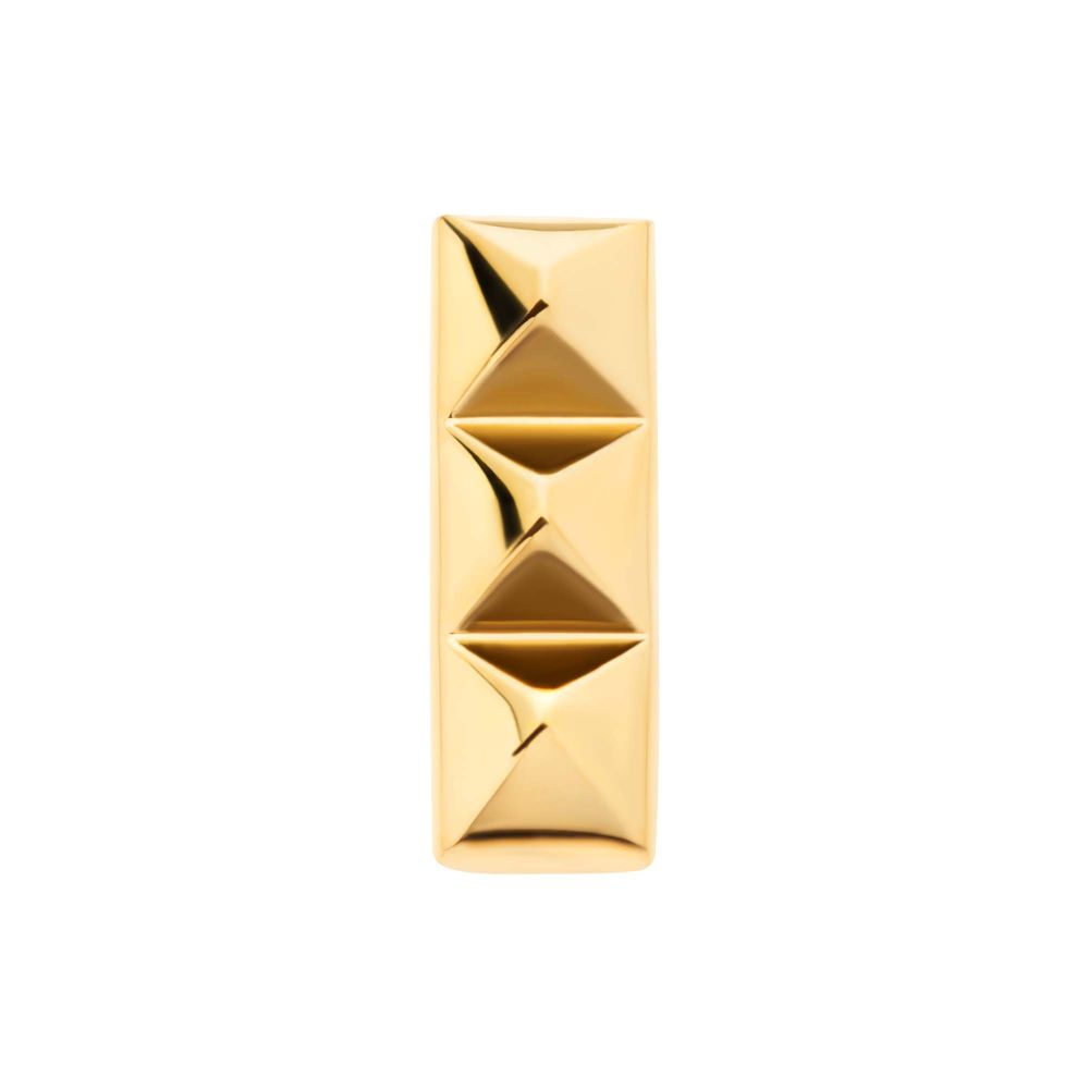 24Kt Gold PVD Titanium Threadless 3 Pyramid Stud Top