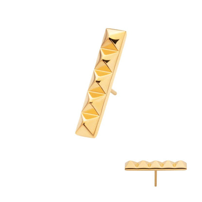24Kt Gold PVD Titanium Threadless 5 Pyramid Stud Top