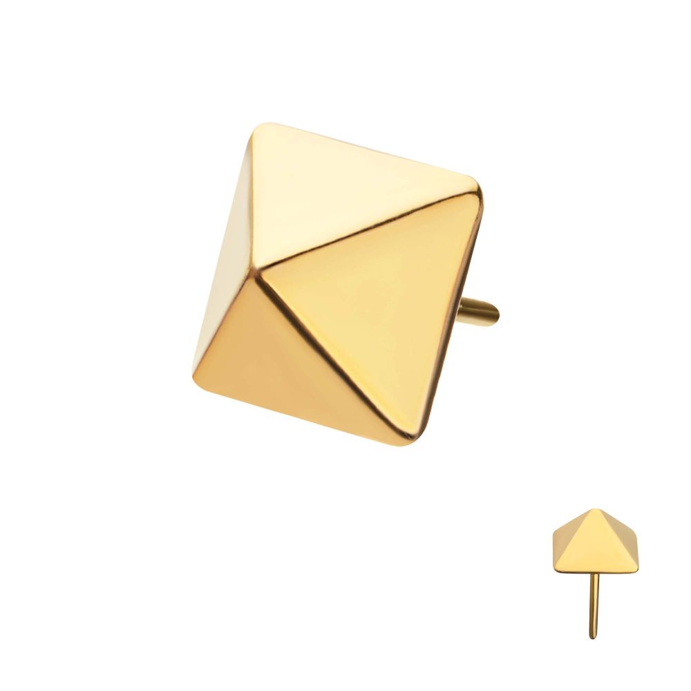 24Kt Gold PVD Titanium Threadless Pyramid Top