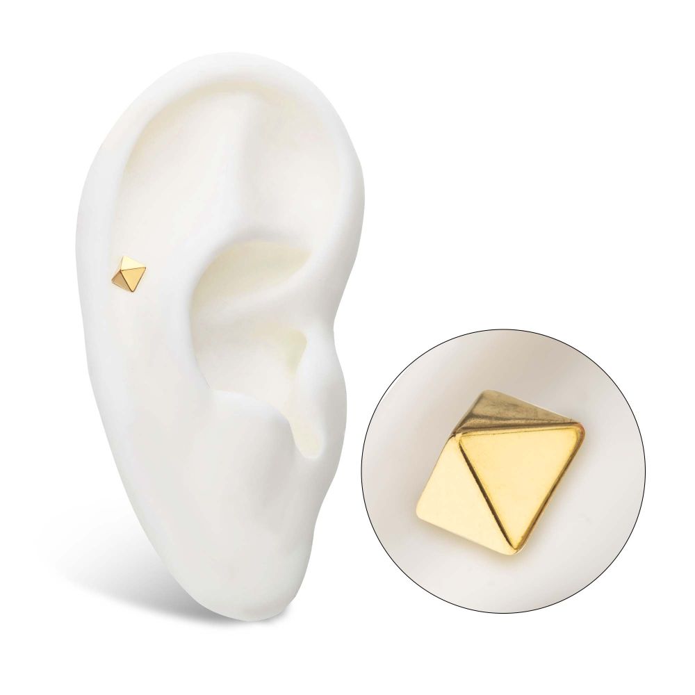 24Kt Gold PVD Titanium Threadless Pyramid Top