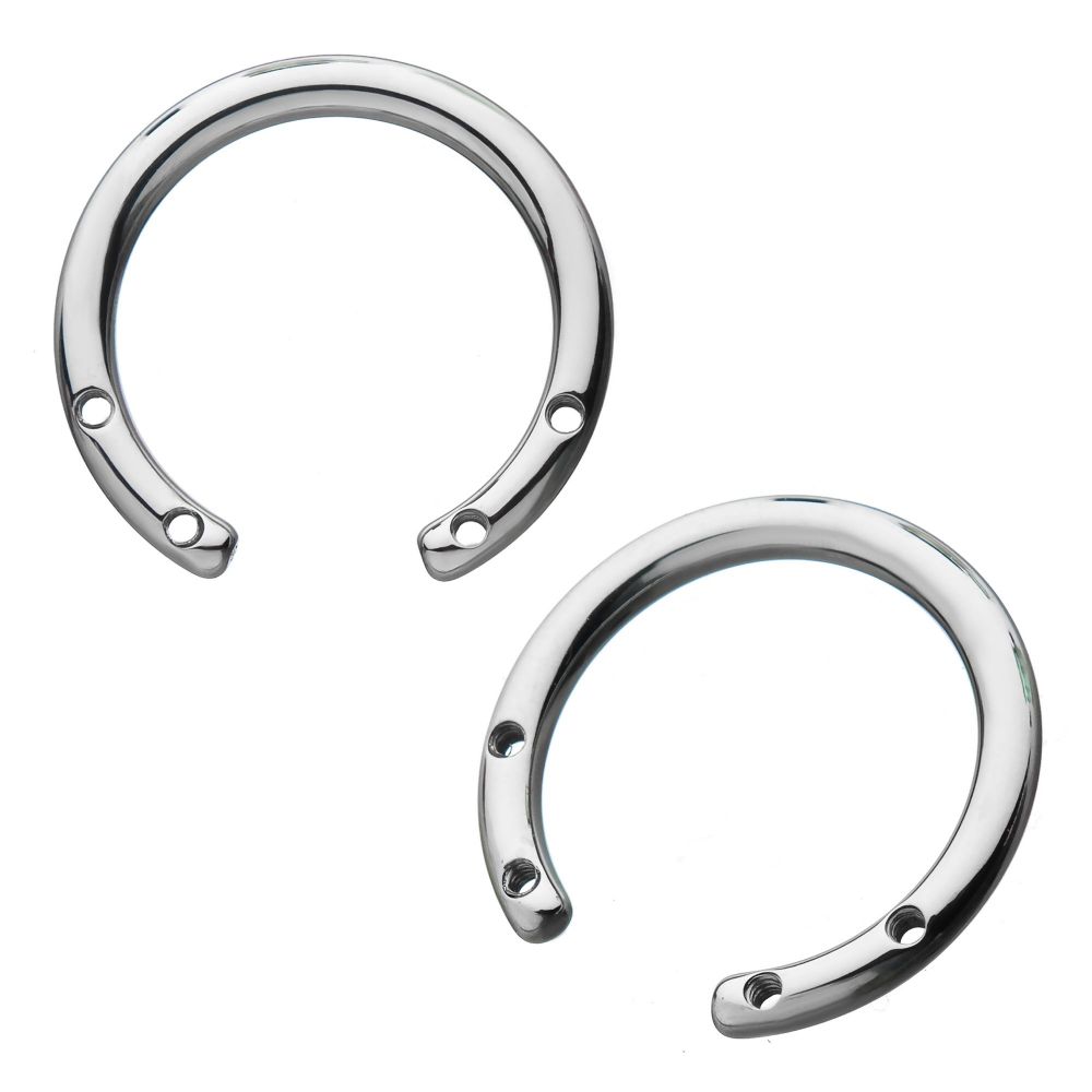 Titanium 4 Drilled Hole Front-set Circular Barbell