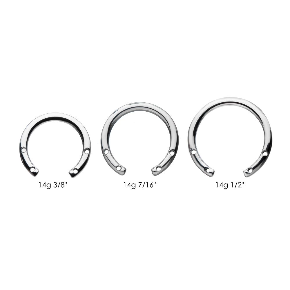 Titanium 4 Drilled Hole Front-set Circular Barbell